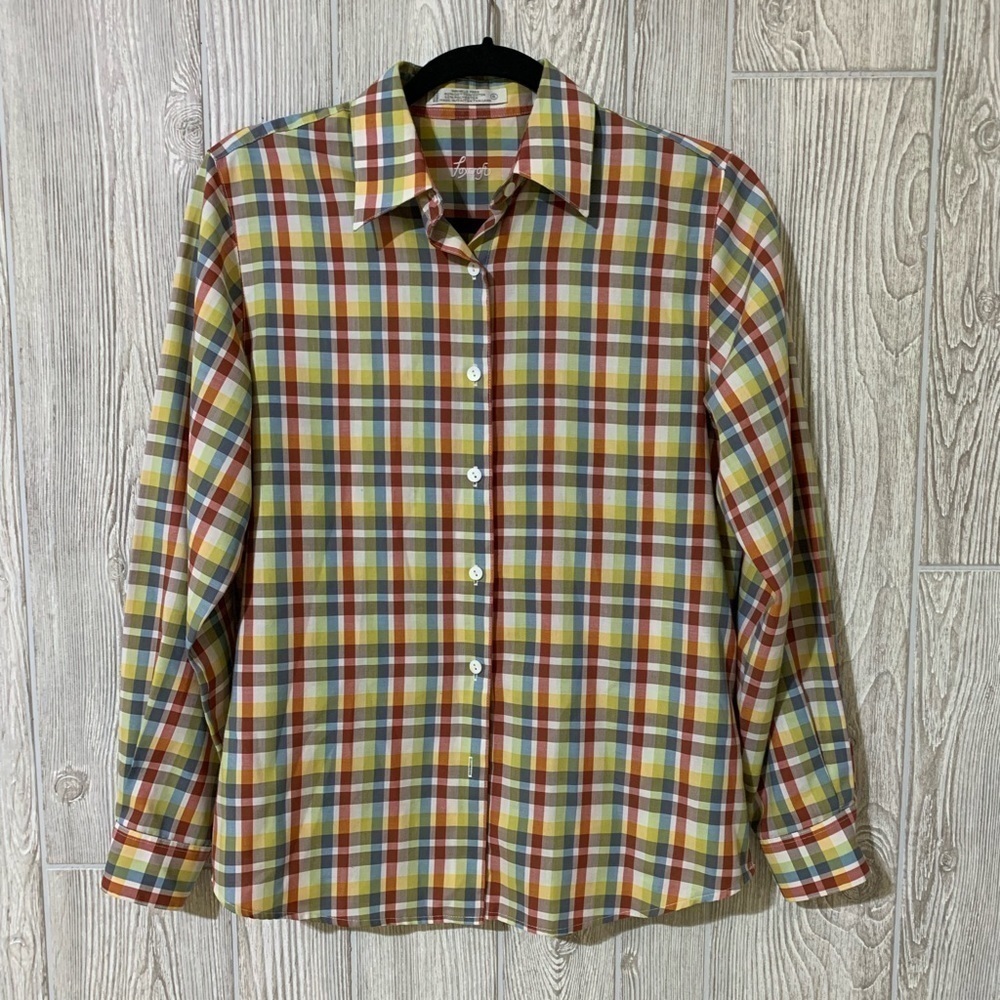 Foxcroft Long Sleeve Wrinkle Free Button Down Plaid Shirt Small